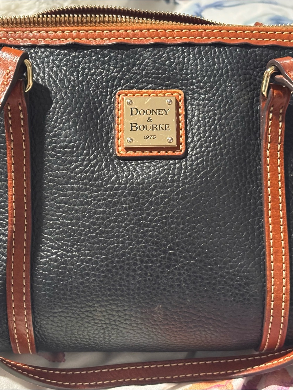 Dooney & Bourke Black Pebbled with Brown Trim (small)
